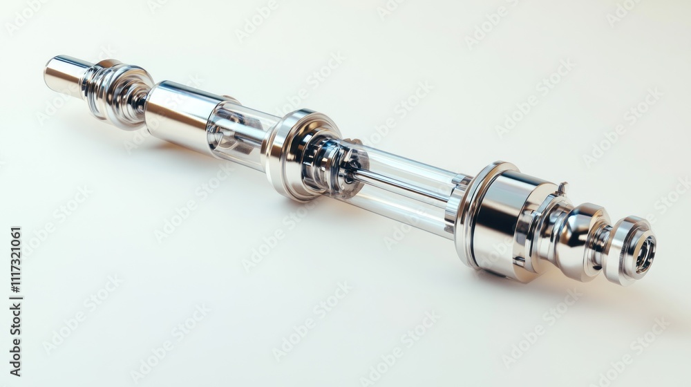 Poster sleek metallic device with internal components visible