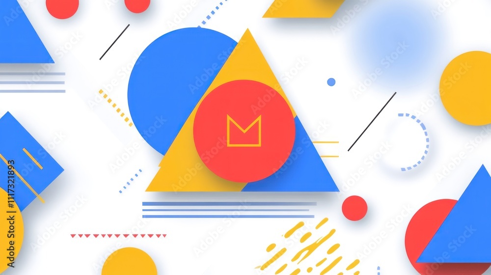 Poster abstract geometric design featuring circles triangles and lines
