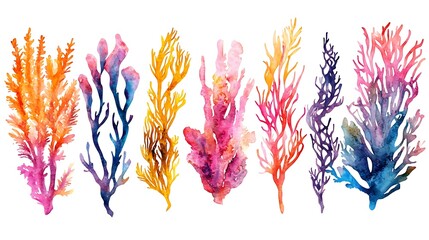 Fototapeta premium Colorful coral illustrations underwater scene digital art nature
