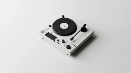 Fototapeta premium Modern White Turntable Plays Vinyl Record