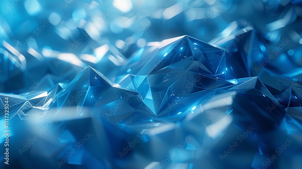 Aufkleber dark blue abstract background with low poly geometric shapes for tech and sci-fi design.