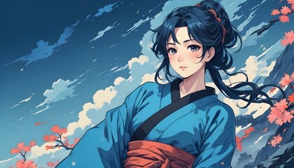 Fototapeta premium Clear Plain Shiny Warm Soft Vintage Bokeh Cloudy Wave Like Geometric Blue Background or Texture