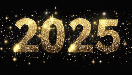 Glittering Gold Number Two Thousand Twenty Five