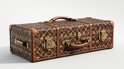 Vintage Leopard Print Suitcase With Brass Hardware