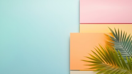 Vibrant Pastel Colors with Tropical Leaves for Creative Backgrounds