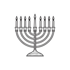 Traditional Detailed Menorah design with Candles Jewish Holiday isolated vector art on white background