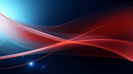 Modern blue and red striped wallpaper with smooth lines creates a balanced and eye-catching design.