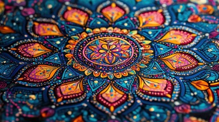 Fototapeta premium Vivid Mandala Artistic Colorful Intricate Design