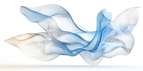Naklejka premium Translucent fabric flowing in shades of blue and white.