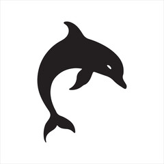 Fototapeta premium Dolphin silhouette vector icon design whit a white background.