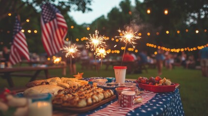 Festive Fourth Of July Backyard Gathering With Sparklers