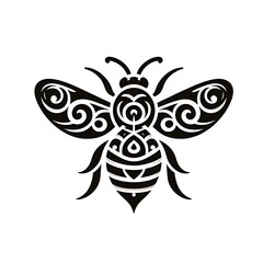 AI Generate of Bee Shape in Maori Art style isolated in white