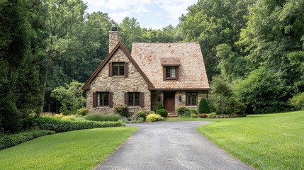 Charming Stone Cottage Surrounded by Lush Greenery and Nature