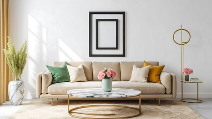 Frame mockup on interior room, image. 