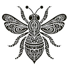 AI Generate of Bee Shape in Maori Art style isolated in white