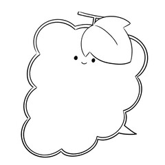 白黒　かわいい顔つきのぶどうの吹き出し