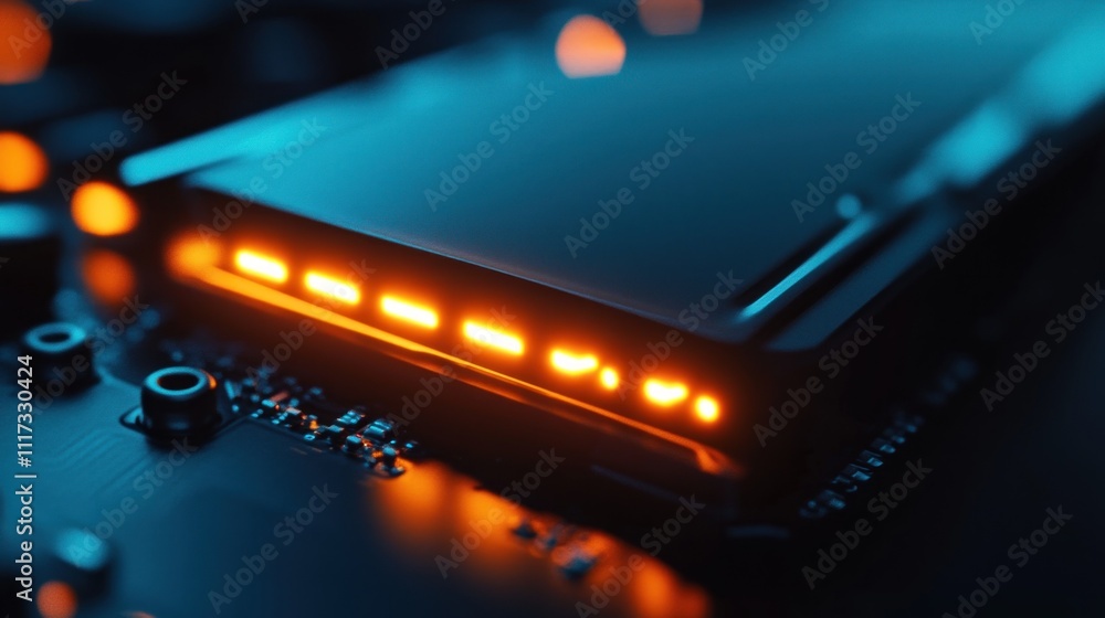 Aufkleber illuminated tech component on circuit board