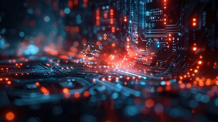 Obraz premium Evolution of Cybersecurity: Abstract Background Illustration with Technological Elements