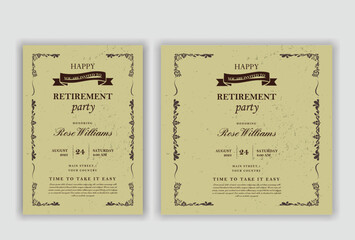 Naklejka premium Retirement party invitation flyer design template 