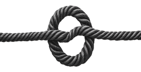 Knotted rope forms a secure loop, cut out - stock png.