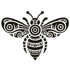 AI Generate of Bee Shape in Maori Art style isolated in white