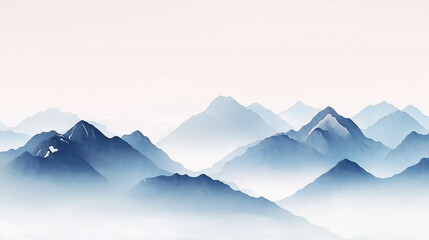 Hazy Horizons A Panoramic View of Snow-Capped Peaks