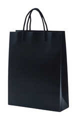 Black shopping bag with handles for daily use, cut out - stock png.