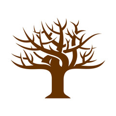 Drought Tree Vector Logo Design Template