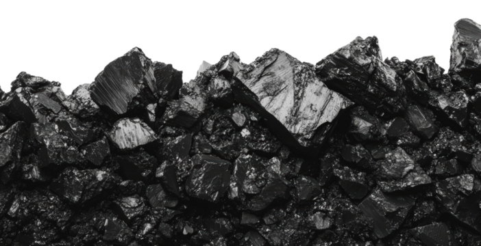 Black mineral deposits in an abstract formation, cut out - stock png.