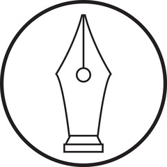 Fountain pen nib or tip outline writing icon. Copy writing vector illustration. business concept. Education stationery equipment and copy space. Writing object tool isolated on transparent background.