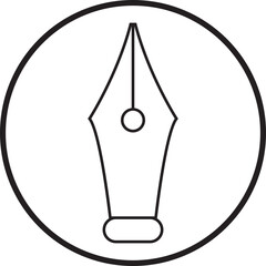 Fountain pen nib or tip outline writing icon. Copy writing vector illustration. business concept. Education stationery equipment and copy space. Writing object tool isolated on transparent background.