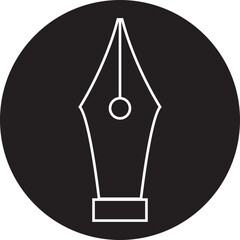 Fountain pen nib or tip outline writing icon. Copy writing vector illustration. business concept. Education stationery equipment and copy space. Writing object tool isolated on transparent background.