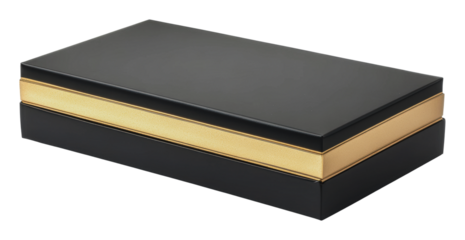 Stylish black and gold gift box, cut out - stock png.