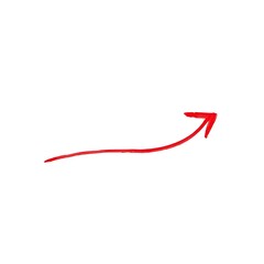A red colour painting arrow isolated in white background 