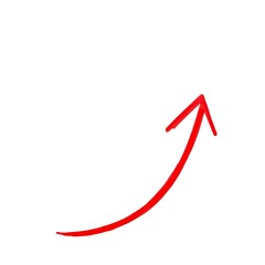 A red colour painting arrow isolated in white background