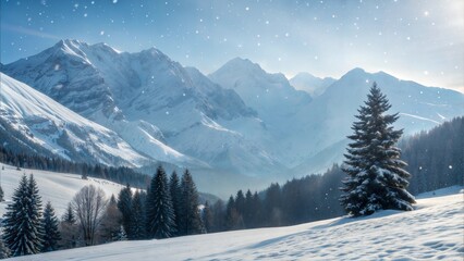 Pristine Snowy Alpine Valley Surrounded by Majestic Mountains