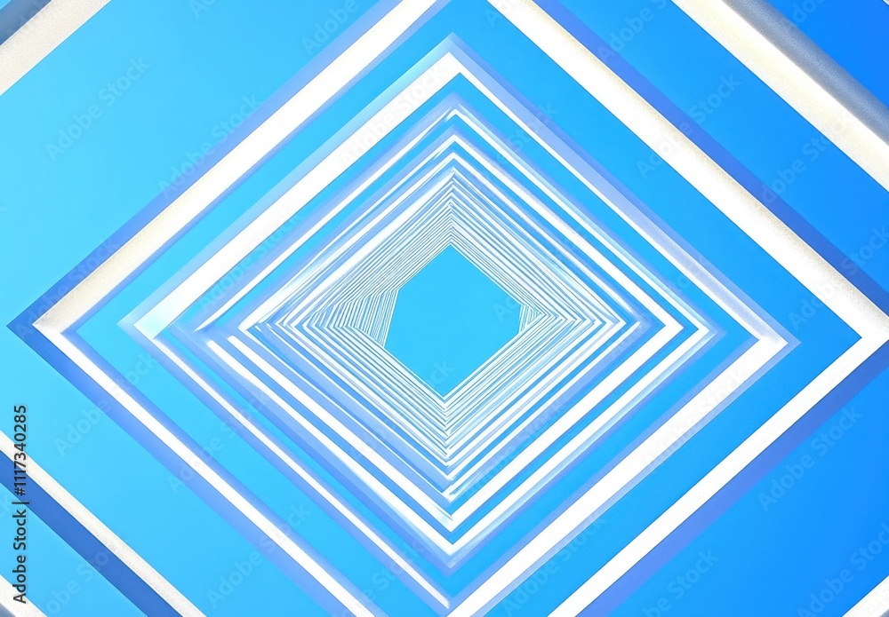 Poster abstract blue geometric pattern with square shapes creating a perspective depth effect in modern des