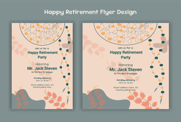 Happy retirement lunch party invitation flyer design template 
