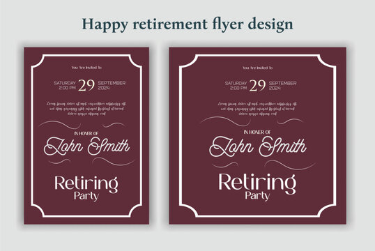 Happy retirement lunch party invitation flyer design template 
