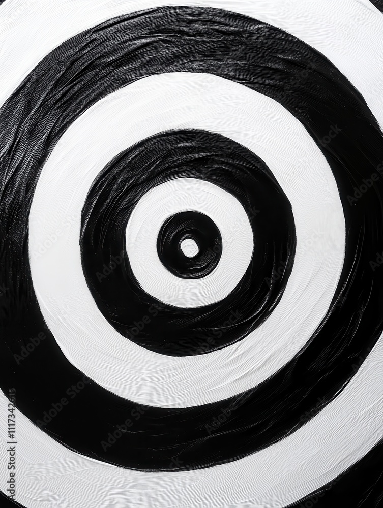 Aufkleber dynamic black and white circular target design abstract art background modern art close-up view visu