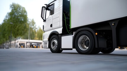 Delivery truck in urban setting transportation scene city environment close-up view efficient logistics concept