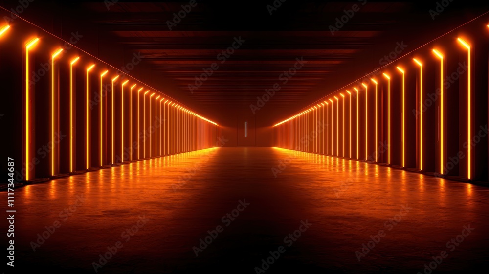 Poster illuminated corridor action urban setting digital artwork futuristic environment perspective view li