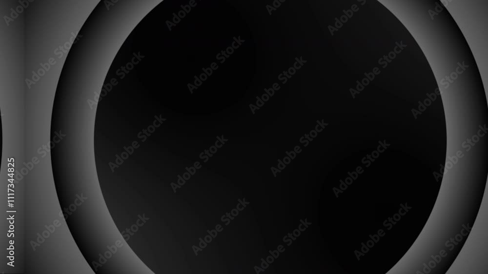 Poster a simple and elegant design featuring a black circle against a dark gray background, creating a sens