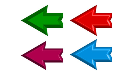 3D Multicolor 4 vector left arrow icon. Direction arrow.