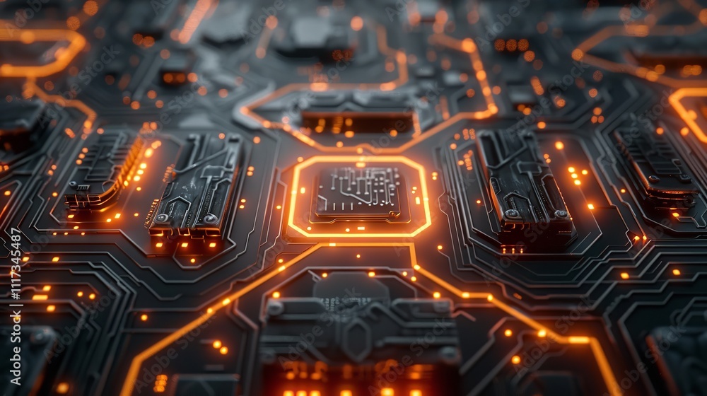 Aufkleber abstract futuristic circuit board and mesh line design illustrating high-tech communication.