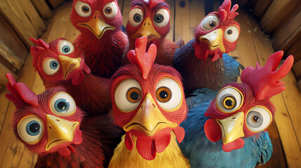 surprised chickens, AI generated