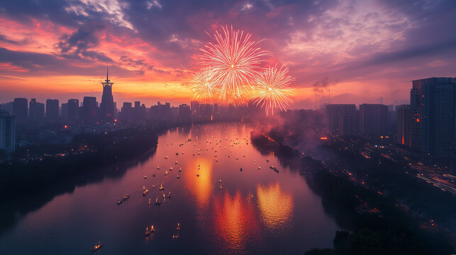 fire craker over the river