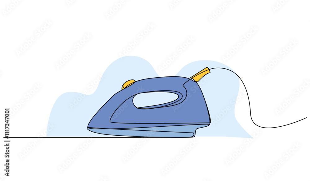 Poster vector illustration of iron. modern flat in continuous line style.
