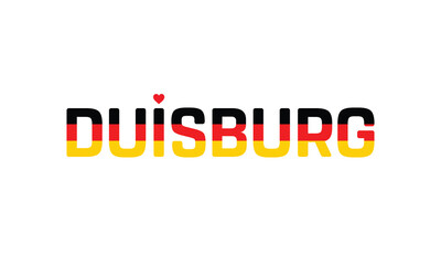 Typographic Design of I Love Duisburg with a flag of Germany on a white background, Flag of Germany corporate in Duisburg with heart, I love Duisburg, Duisburg, I love Germany