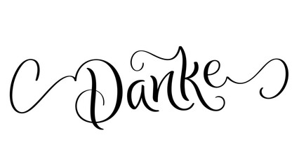 DANKE (THANK YOU in German) black vector brush calligraphy banner on white background